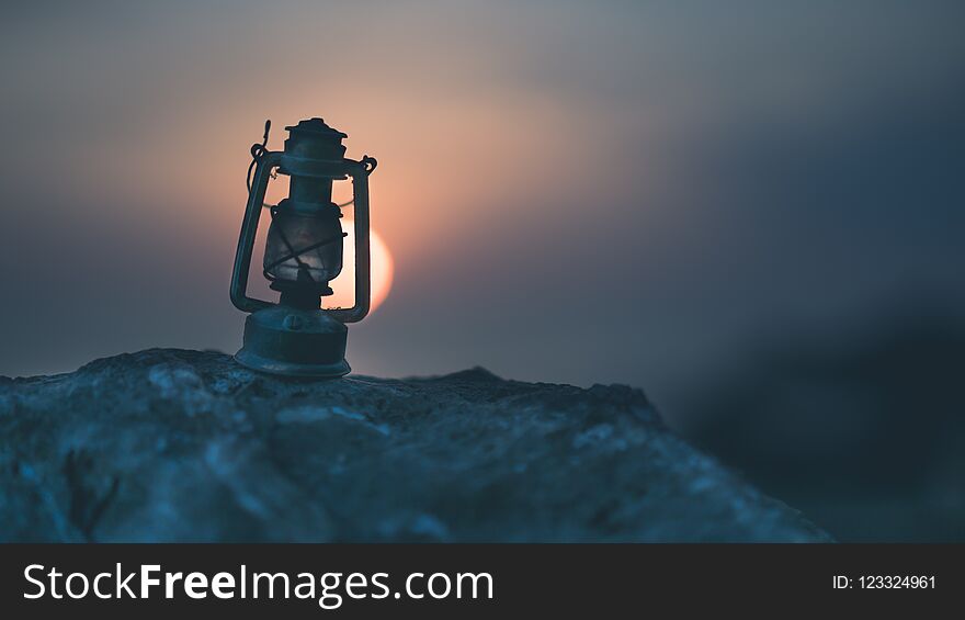 Vintage Lantern Lamp At Dawn