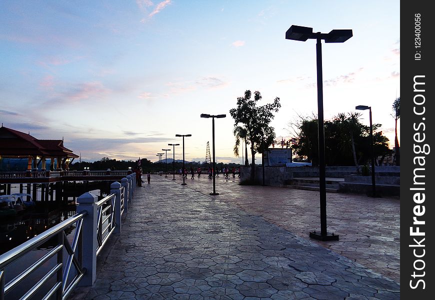 Sky, Boardwalk, Street Light, Cloud