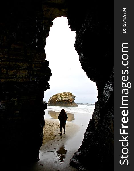 Rock, Sea Cave, Sky, Formation