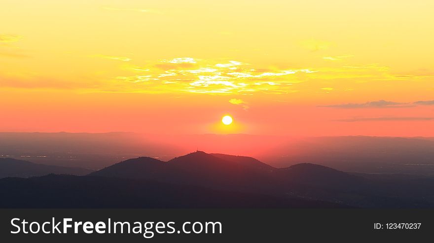 Sky, Afterglow, Sunrise, Horizon