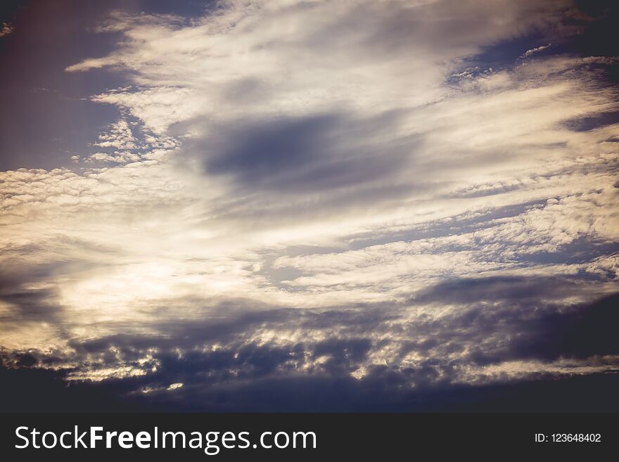 Peaceful blue sky with white clouds landscape filtered. Peaceful blue sky with white clouds landscape filtered.