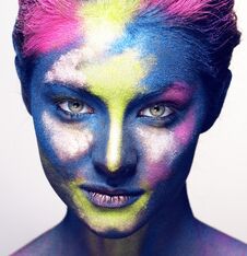 Beauty Woman With Creative Make Up Like Holy Celebration In Indi Stock Photography
