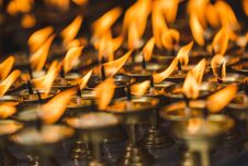 Free Burning Butter Lamps In The Temple Of Kathmandu Royalty Free Stock Image - 123791096