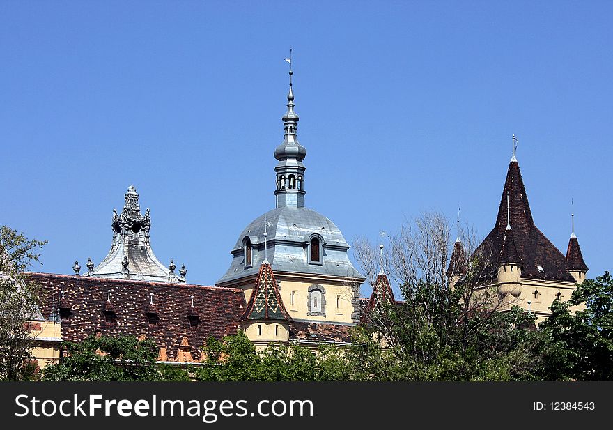 Roofs of castles of Budapest - the capital of Hungary