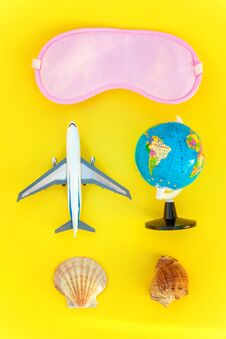Concept Of Traveling On Yellow Background Royalty Free Stock Image