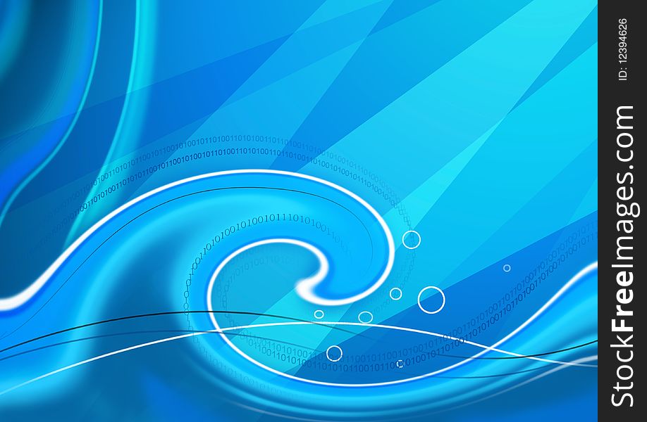 Digital blue background abstract composition with waves design. Digital blue background abstract composition with waves design