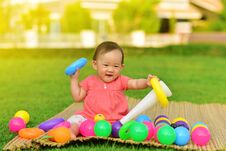 Cute Asian Baby In Playground Royalty Free Stock Images