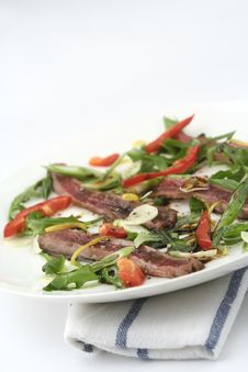 Beef Carpaccio; Salad Only, Angled Royalty Free Stock Photos Beef Carpaccio; Salad Only, Angled Royalty Free Stock Photos