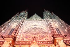 St. Vitus Cathedral At Night Royalty Free Stock Photos