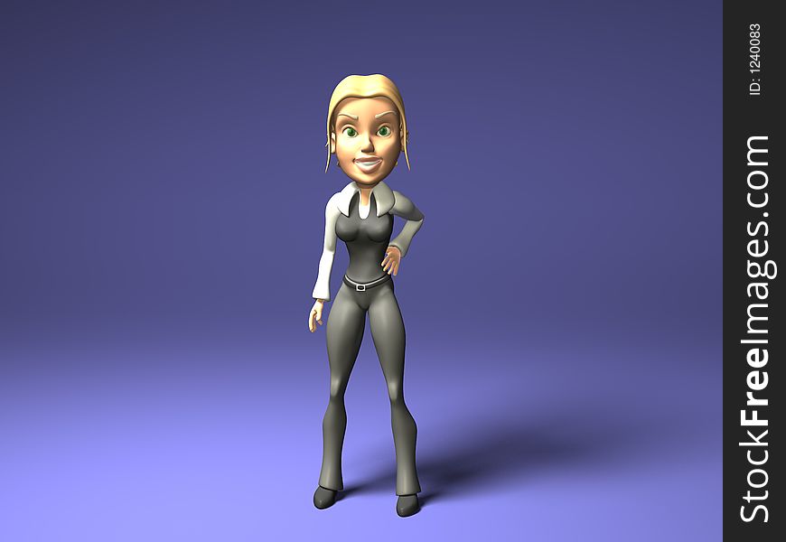 Blonde girl presenting, 3d generated