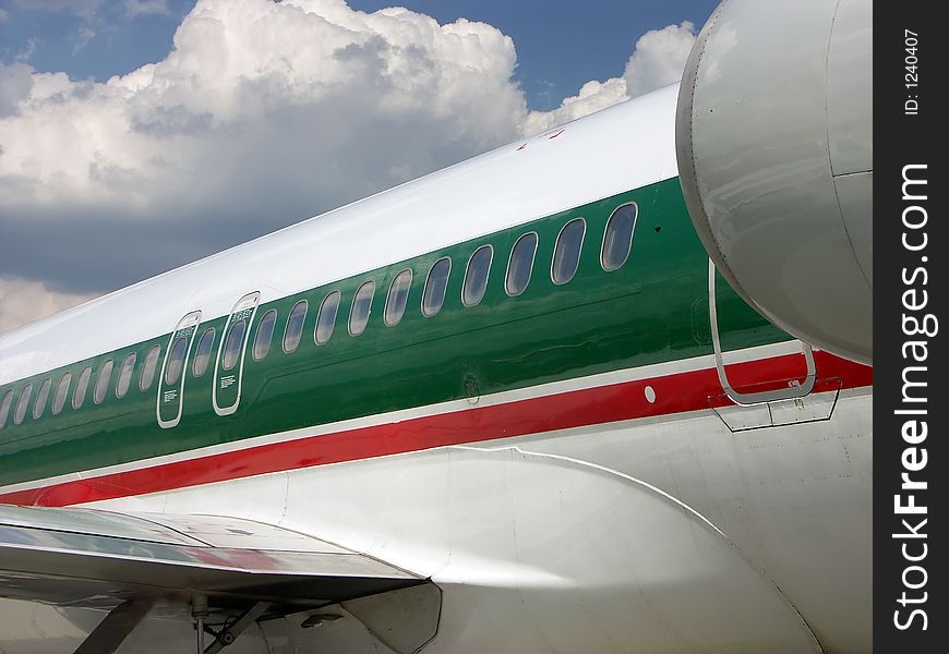 Closeup of passenger airplane before take-off. Closeup of passenger airplane before take-off