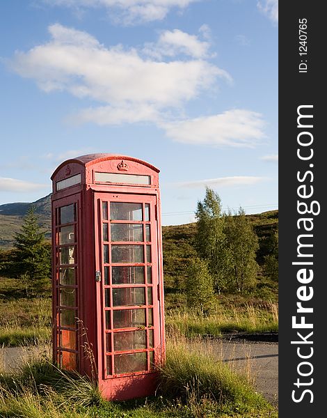 British public telephone in the country. British public telephone in the country