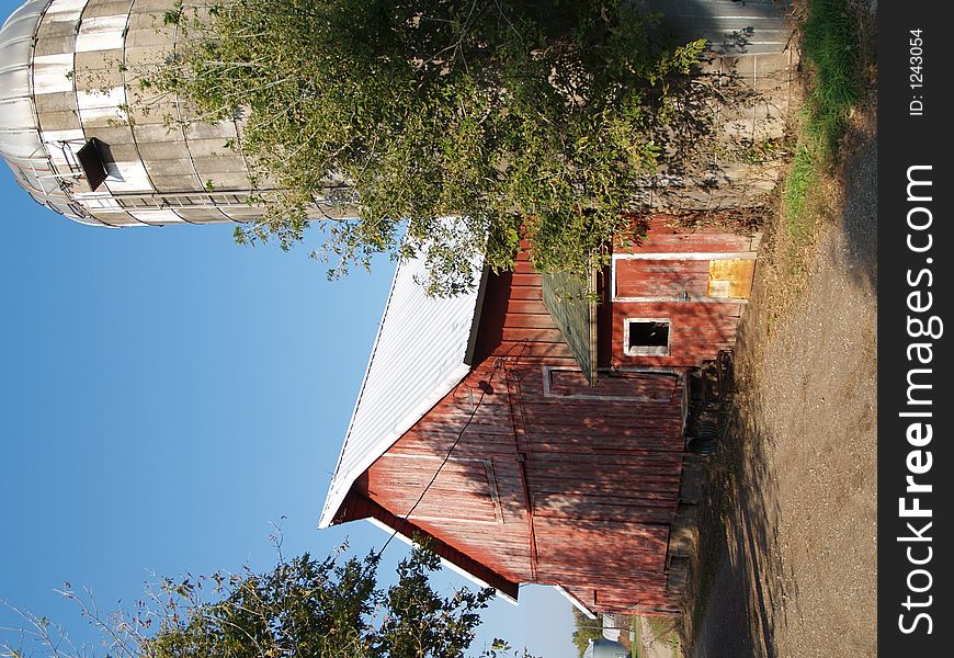 Old red barn on a farm