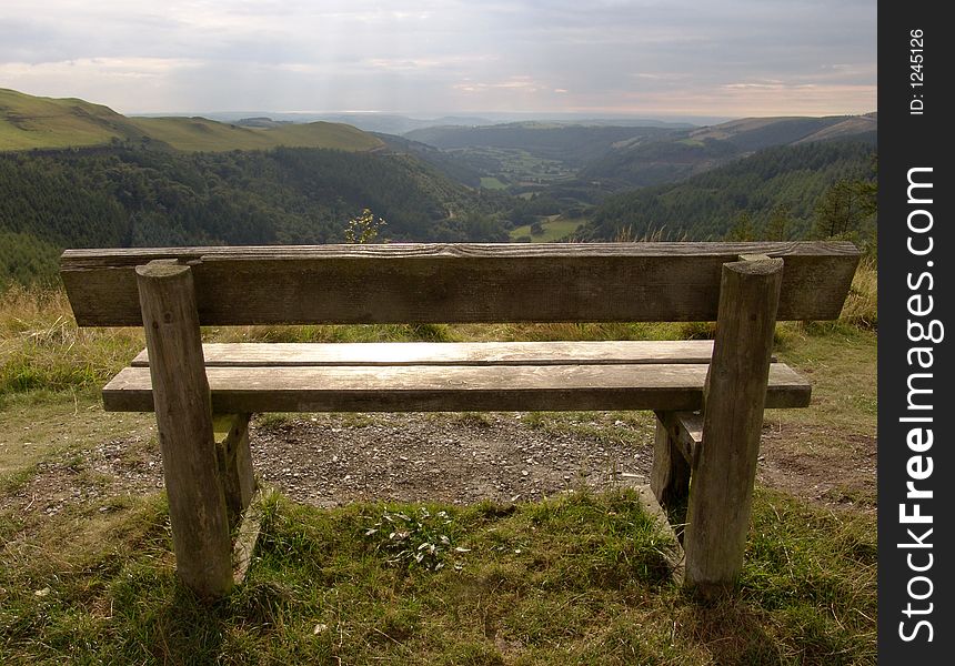 Bench On Mountain In Wales