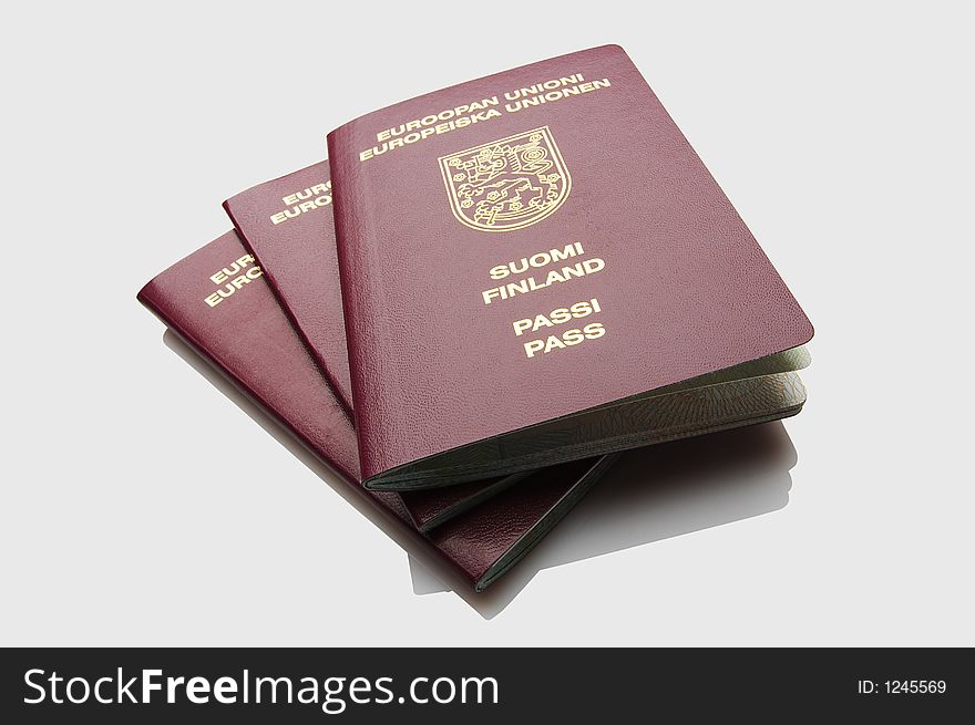 Isolated pile of Finnish passports