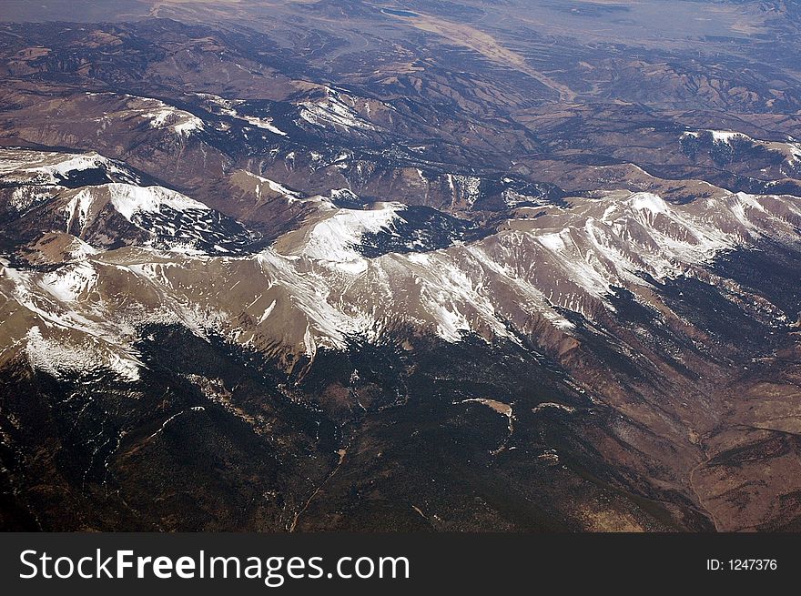 Aerial image flying over the rockey mountains New Mexico. Aerial image flying over the rockey mountains New Mexico