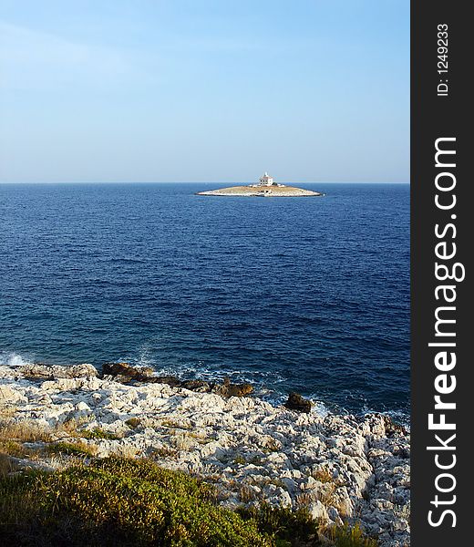 Lighthouse on island in adriatic sea. Lighthouse on island in adriatic sea