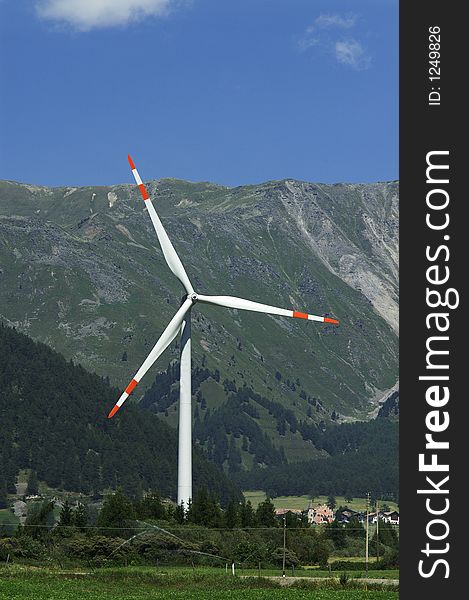 A windmill in the Alps. A windmill in the Alps