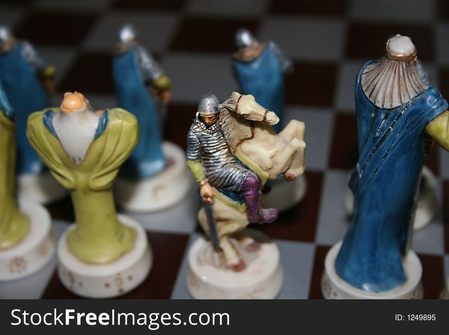 Closeup of knight on chess board. Closeup of knight on chess board