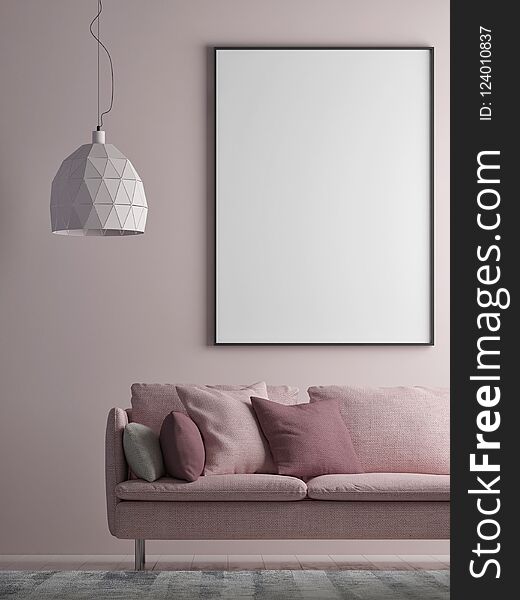 Mock up poster on minimalism wall, Hipster background