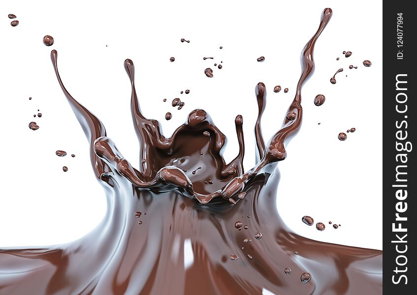 Splash chocolate isolated illustration 3d rendering