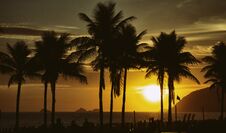 Amazing Sunset Over Ipanema Beach In Rio De Janeiro Stock Images