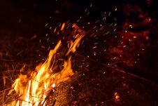 Night Bonfire Motion Blur Stock Image