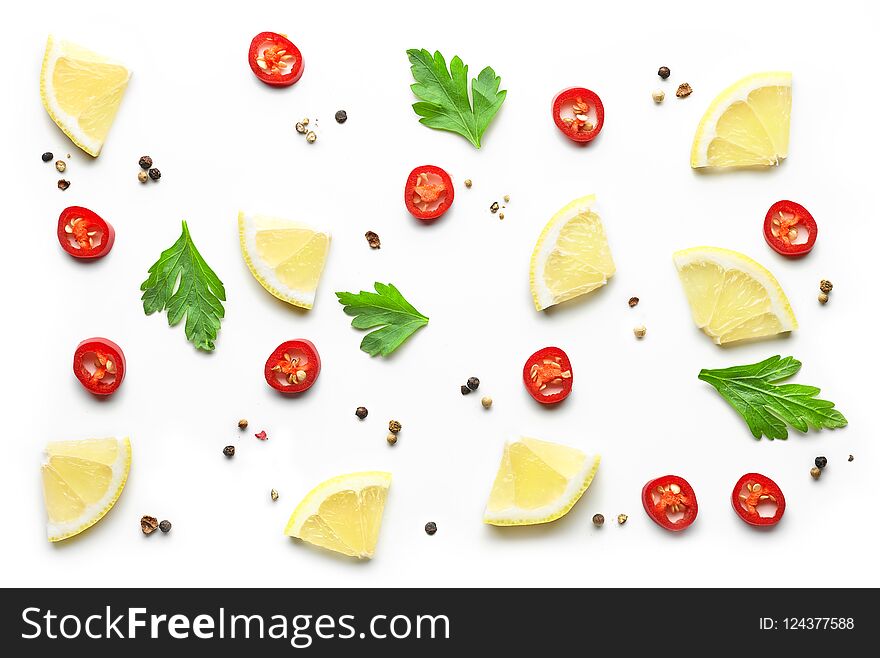 Pattern Of Spices On White Background