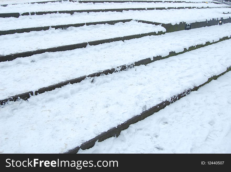 Stairs in Amsterdam covered with snow. Stairs in Amsterdam covered with snow