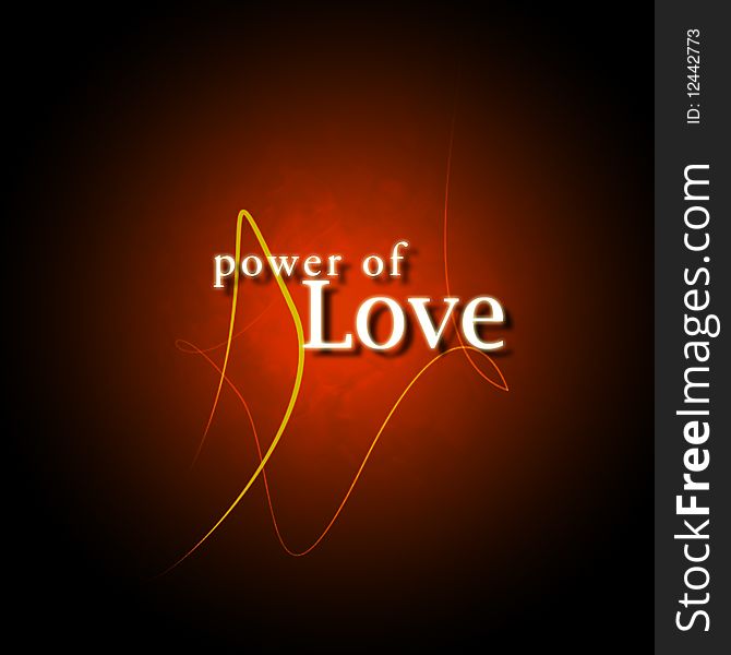 Mysterious black with brown background with title power of love. Mysterious black with brown background with title power of love