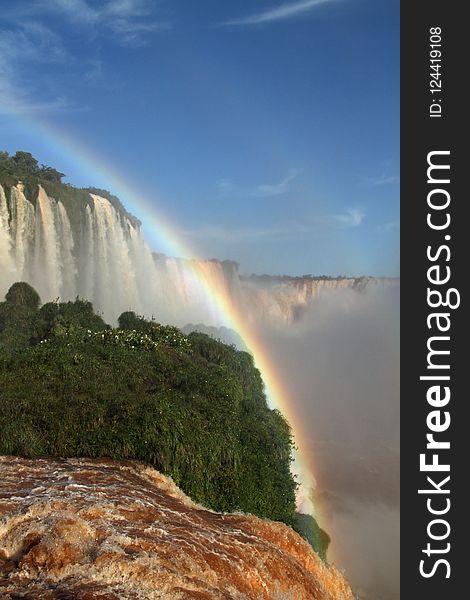 Rainbow, Waterfall, Nature, Body Of Water