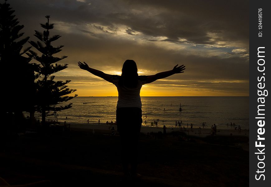 Sky, Sunrise, Sunset, Silhouette