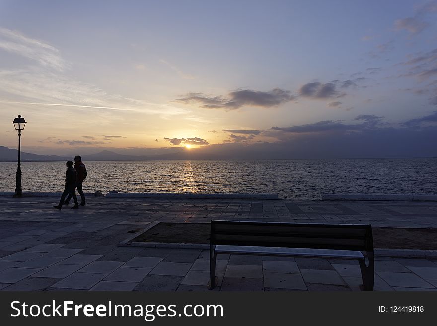 Sea, Sky, Horizon, Sunrise