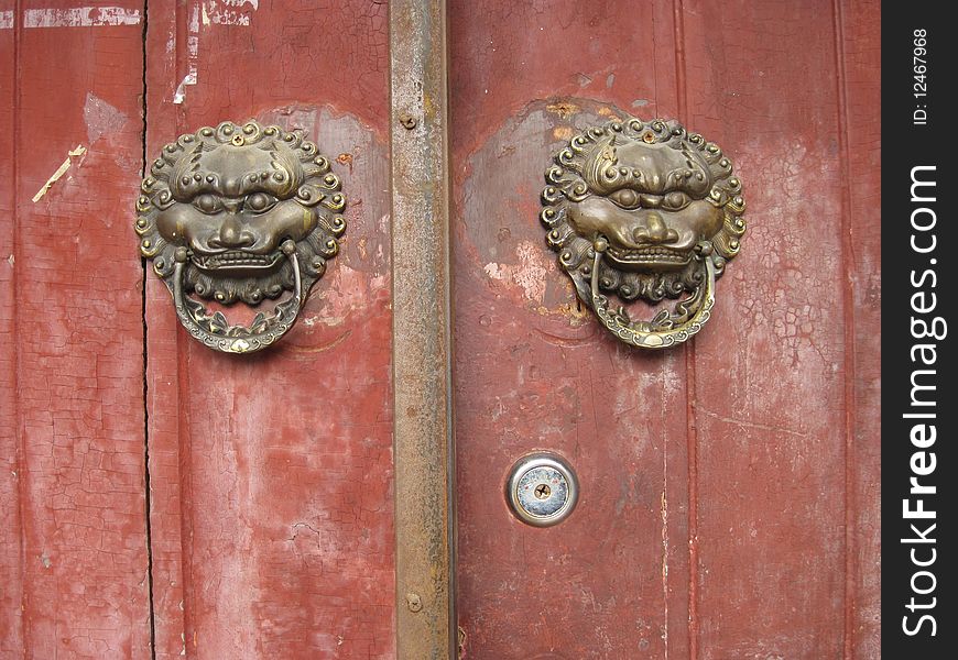 chinese style old bronze door. chinese style old bronze door