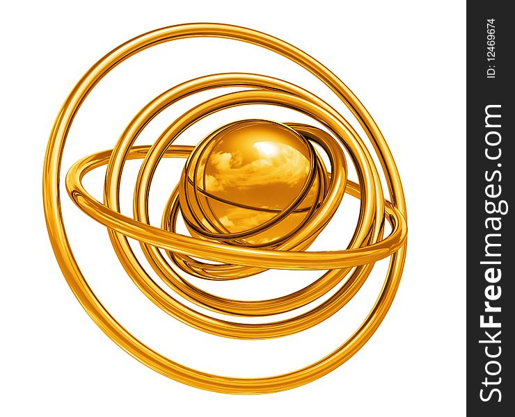 Sphere and rings from gold. Sphere and rings from gold