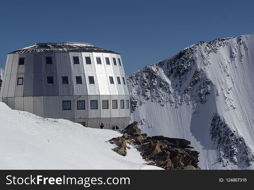 Mont Blanc, Refuge Du Gouter 3835 m, The popular starting point for attempting the ascent of Mont Blanc , France 08.2018