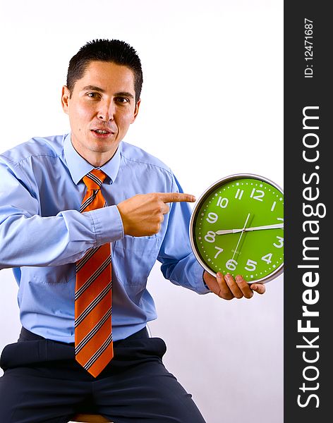 Businessman is angry, because somebody is not on time. Businessman is angry, because somebody is not on time