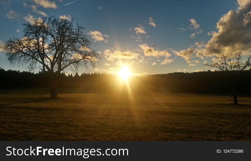 Sky, Horizon, Field, Sun