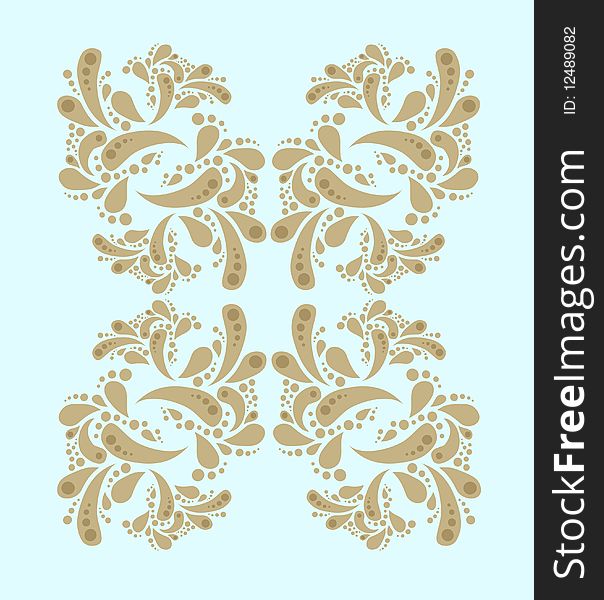 Decorative ornamental design element - frame, pattern, in brown and pale blue. Decorative ornamental design element - frame, pattern, in brown and pale blue