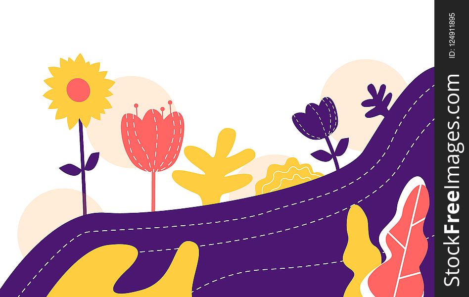 Vector illustration of a abstract flowers minimal flat background. minimalistic design, banner