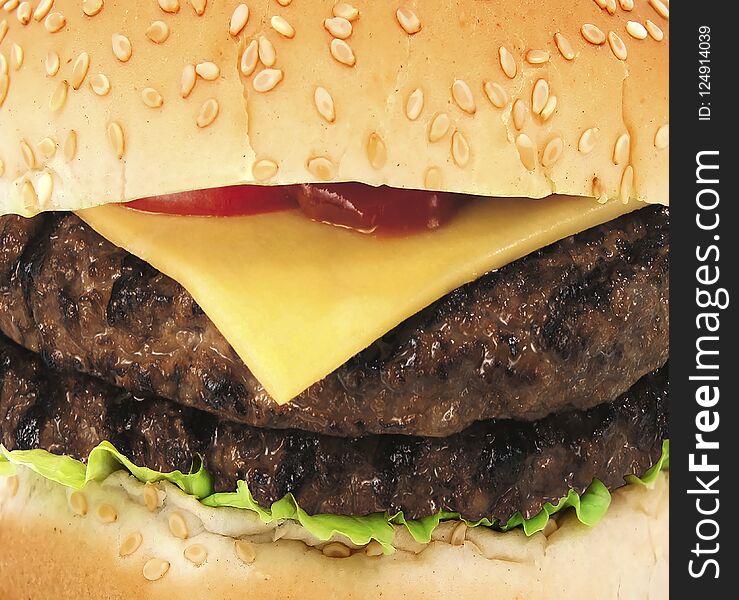 Big hamburger close up
