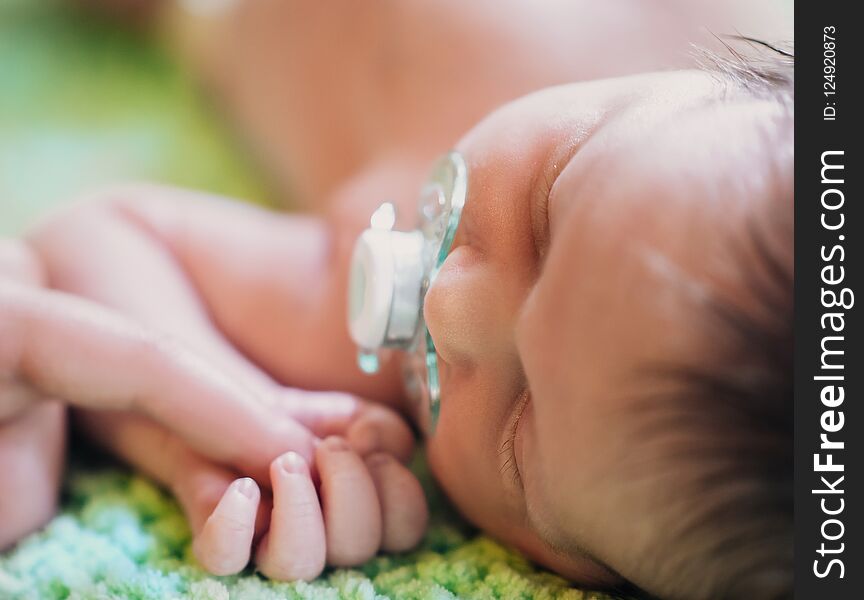 Cute Tiny Kid Napping Peacefully In His Bad