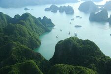 Ha Long Bay View From Above, Fisher Farm In Halong Bay Stock Image