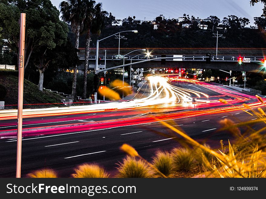 Car, Night, Road, Infrastructure