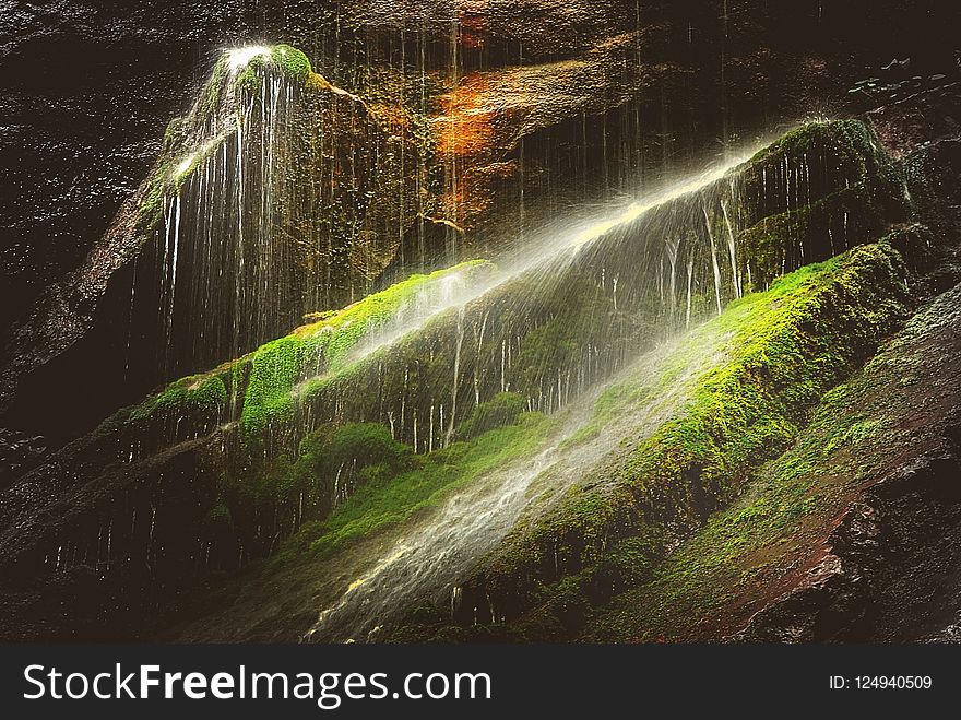 Nature, Water, Green, Waterfall