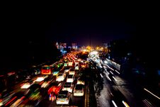 Heavy Car Traffic In The City Center Of Delhi, India At Night Royalty Free Stock Photography Heavy Car Traffic In The City Center Of Delhi, India At Night Royalty Free Stock Photography