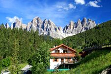 Amazing Views Of The Odle Mountains In Dolomites, Italy Stock Images