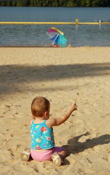 Baby On The Summer Beach Royalty Free Stock Image Baby On The Summer Beach Royalty Free Stock Image