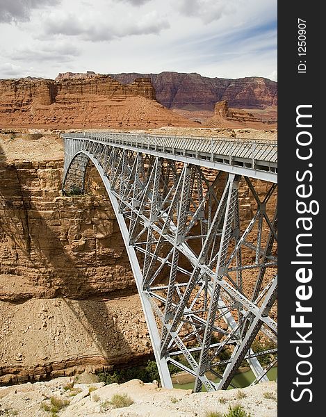 Navajo Bridge spans the Colorado River at Marble Canyon