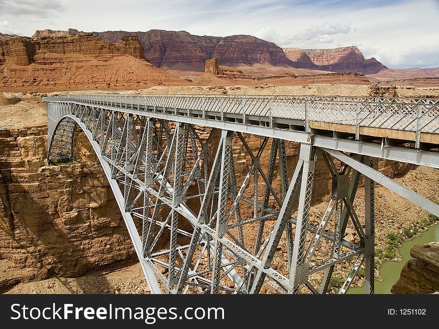 Navajo Bridge spans the Colorado River at Marble Canyon